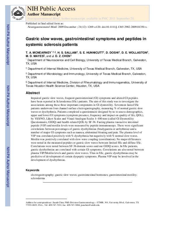 (PDF) Gastric slow waves, gastrointestinal symptoms and peptides in ...