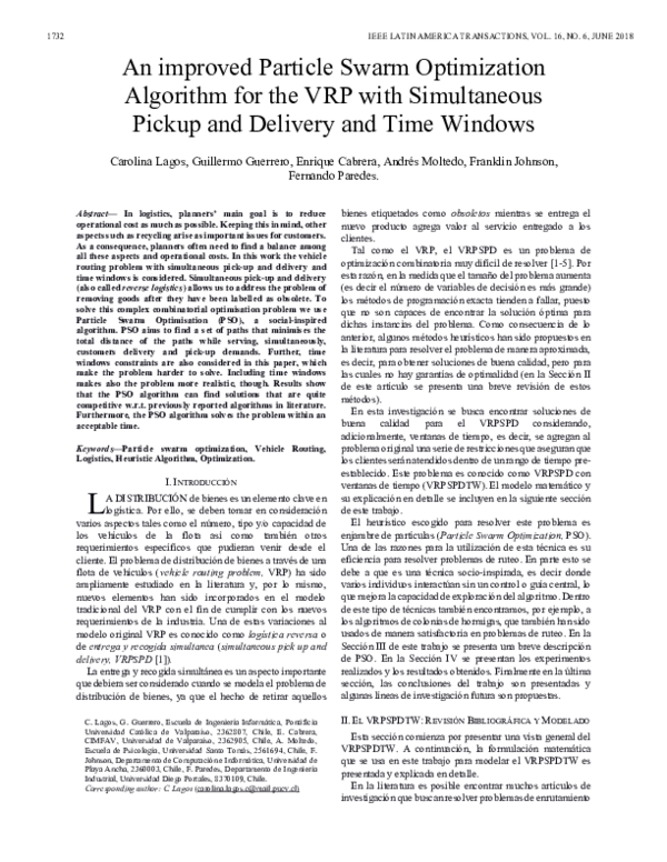 (PDF) An improved Particle Swarm Optimization Algorithm for the VRP ...