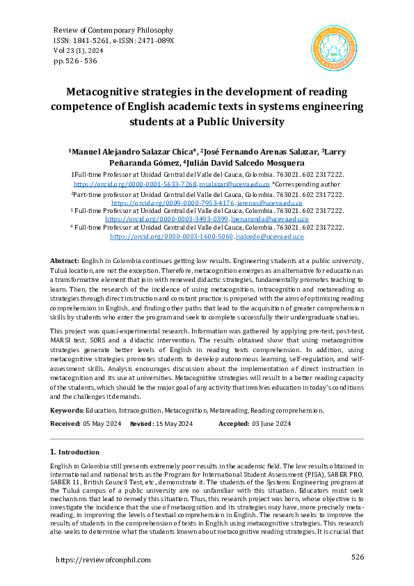 (PDF) Metacognitive strategies in the development of reading competence ...