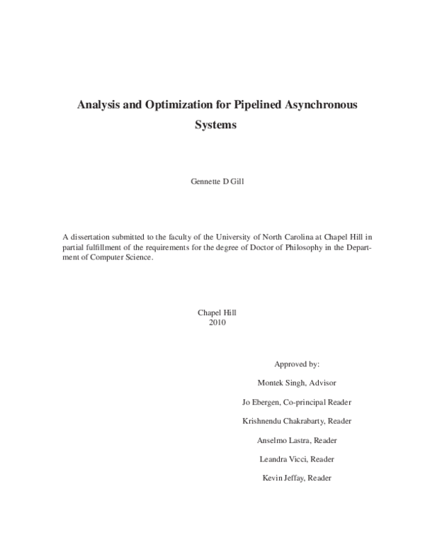 (PDF) Analysis and Optimization for Pipelined Asynchronous Systems