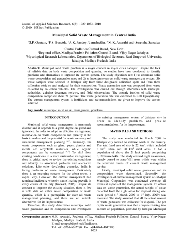 (PDF) Municipal solid waste management in Central India