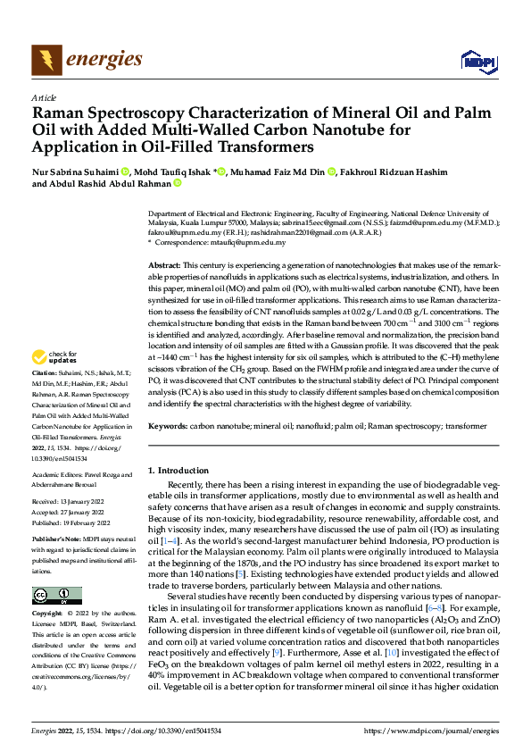 (PDF) Raman Spectroscopy Characterization of Mineral Oil and Palm Oil ...