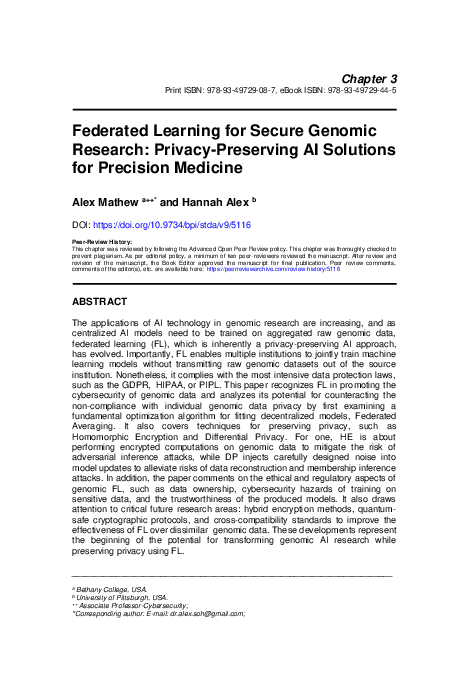 (PDF) Federated Learning for Secure Genomic Research: Privacy ...