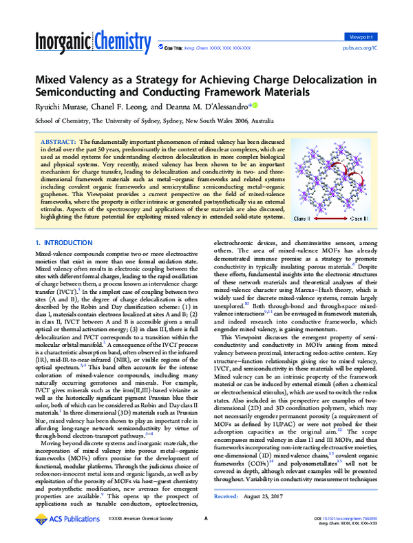 (PDF) Mixed Valency as a Strategy for Achieving Charge Delocalization ...
