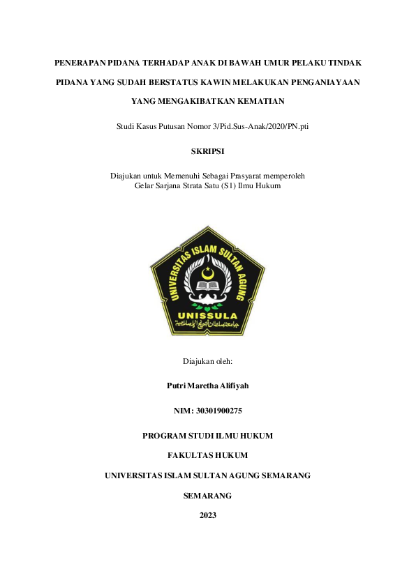 (PDF) PENERAPAN PIDANA TERHADAP ANAK DI BAWAH UMUR PELAKU TINDAK PIDANA ...