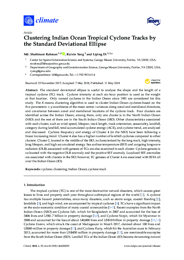 (PDF) Clustering Indian Ocean Tropical Cyclone Tracks by the Standard ...