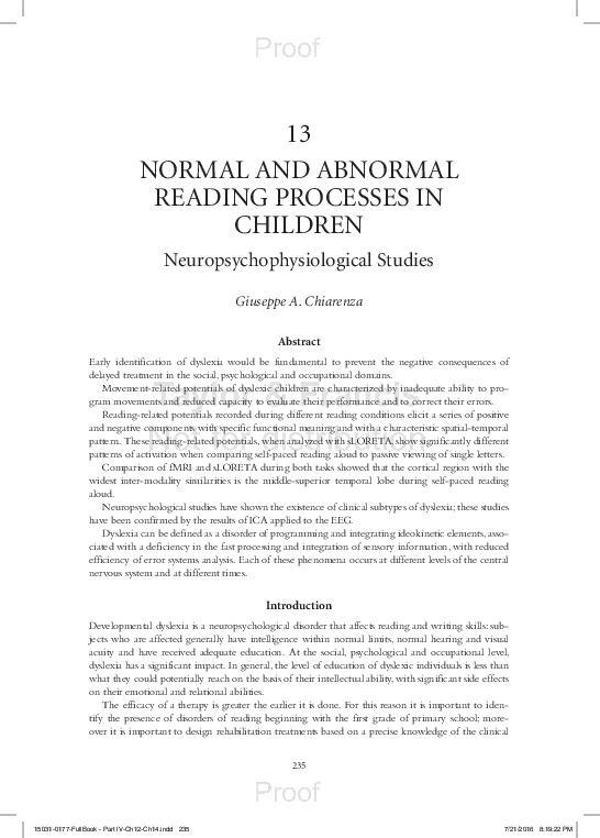 (PDF) 13 NORMAL AND ABNORMAL READING PROCESSES IN CHILDREN ...