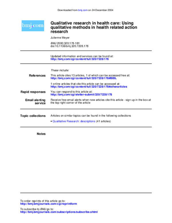 (PDF) Qualitative research in health care: Using qualitative methods in ...