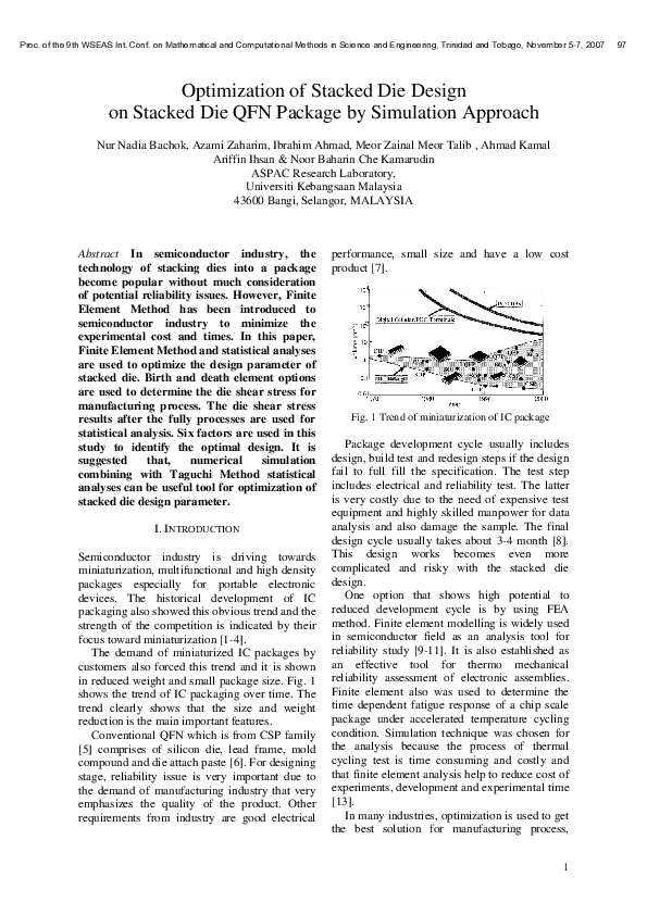 (PDF) Optimization of Stacked Die Design on Stacked Die QFN Package by ...