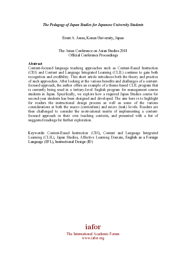 (PDF) The Pedagogy of Japan Studies for Japanese University Students