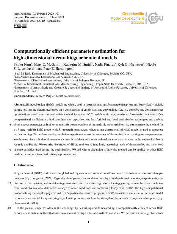 (PDF) Computationally efficient parameter estimation for high ...