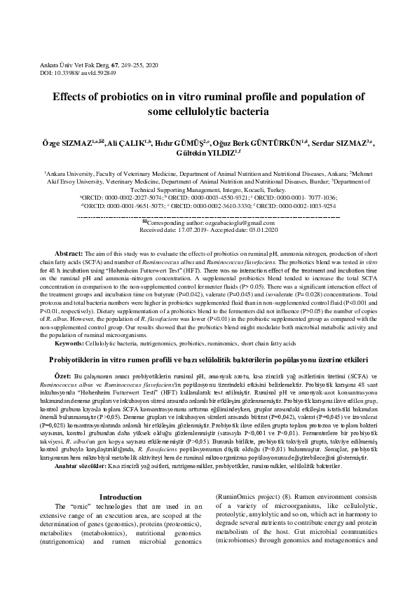 (PDF) Effects of probiotics on in vitro ruminal profile and population ...