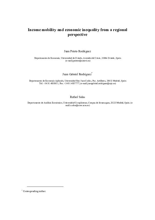 (PDF) Income Mobility and Economic Inequality from a Regional Perspective