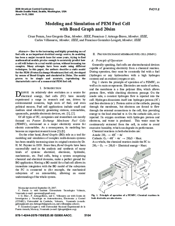 (PDF) Modeling and simulation of PEM fuel cell with bond graph and 20sim