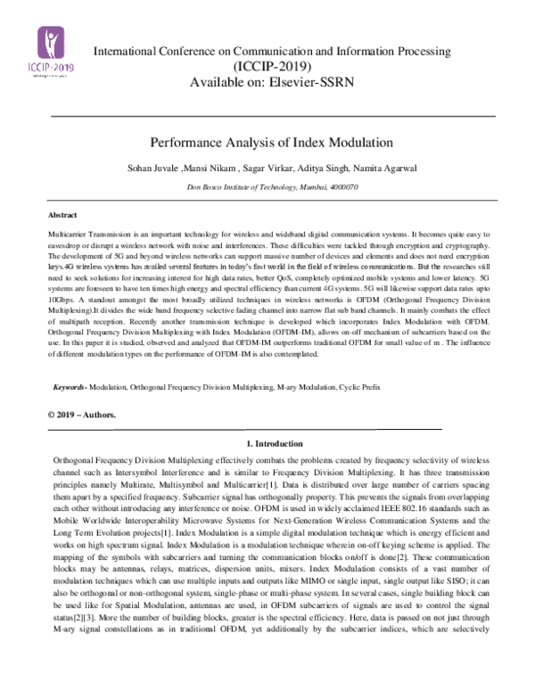 (PDF) Performance Analysis of Index Modulation