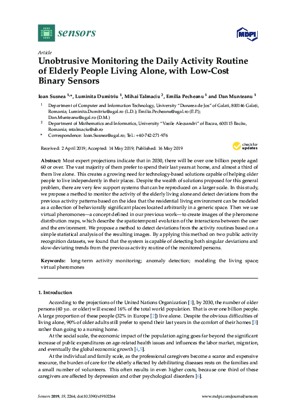(PDF) Unobtrusive Monitoring the Daily Activity Routine of Elderly ...