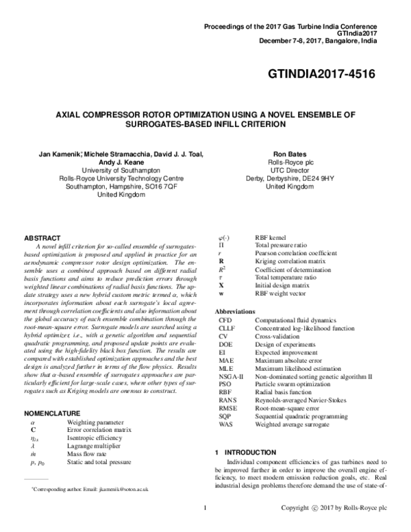 (PDF) AXIAL COMPRESSOR ROTOR OPTIMIZATION USING A NOVEL ENSEMBLE OF ...