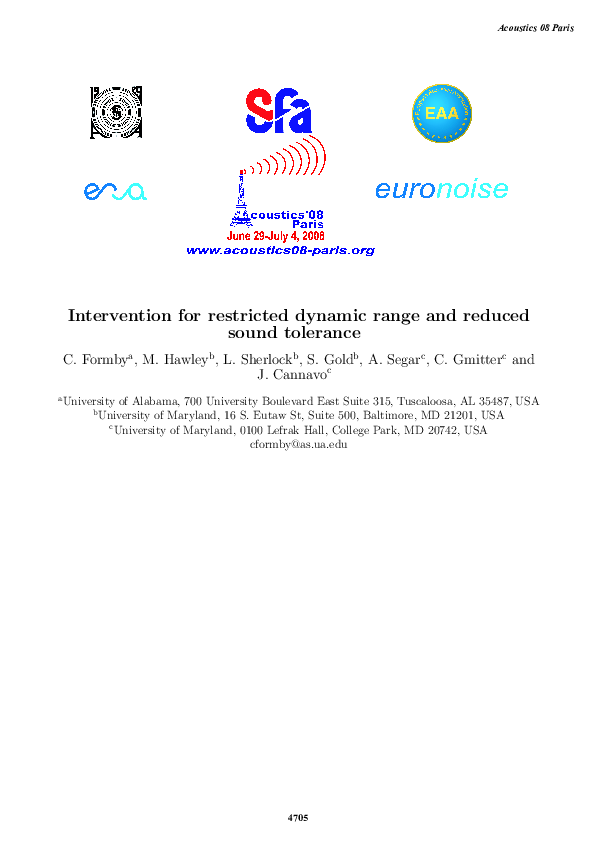 (PDF) Intervention for restricted dynamic range and reduced sound tolerance