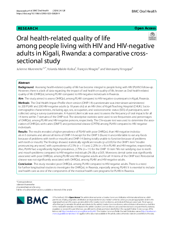 (PDF) Oral health-related quality of life among people living with HIV ...