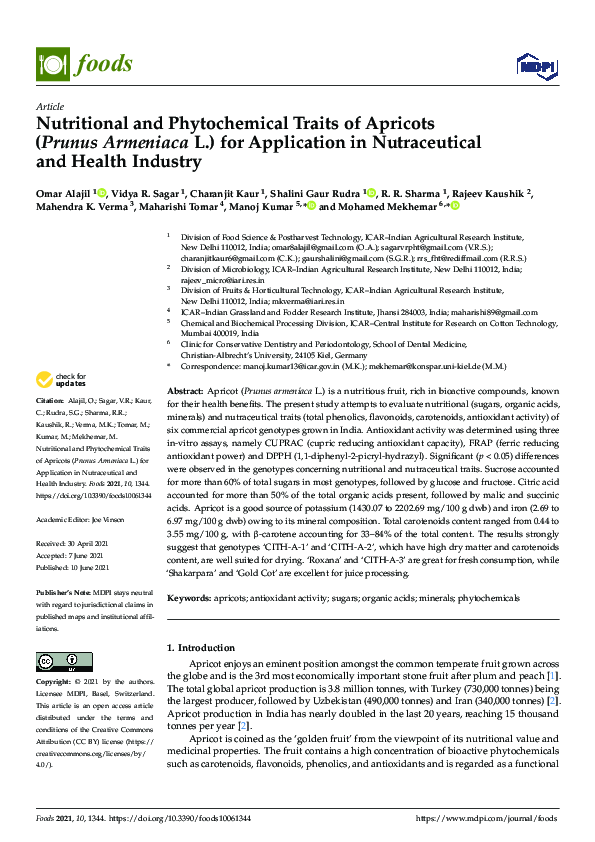 (PDF) Nutritional and Phytochemical Traits of Apricots (Prunus ...