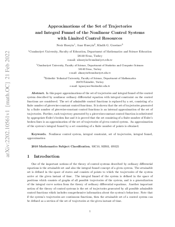 (PDF) Approximations of the set of trajectories and integral funnel of ...