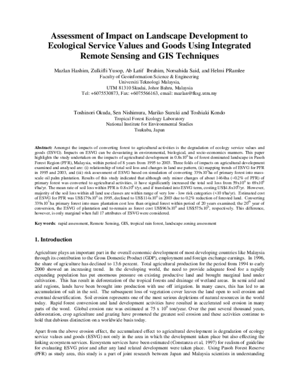 (PDF) Assessment of Impact on Landscape Development to Ecological ...
