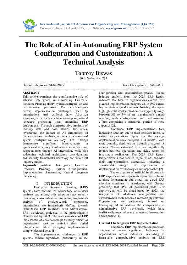(PDF) The Role of AI in Automating ERP System Configuration and ...
