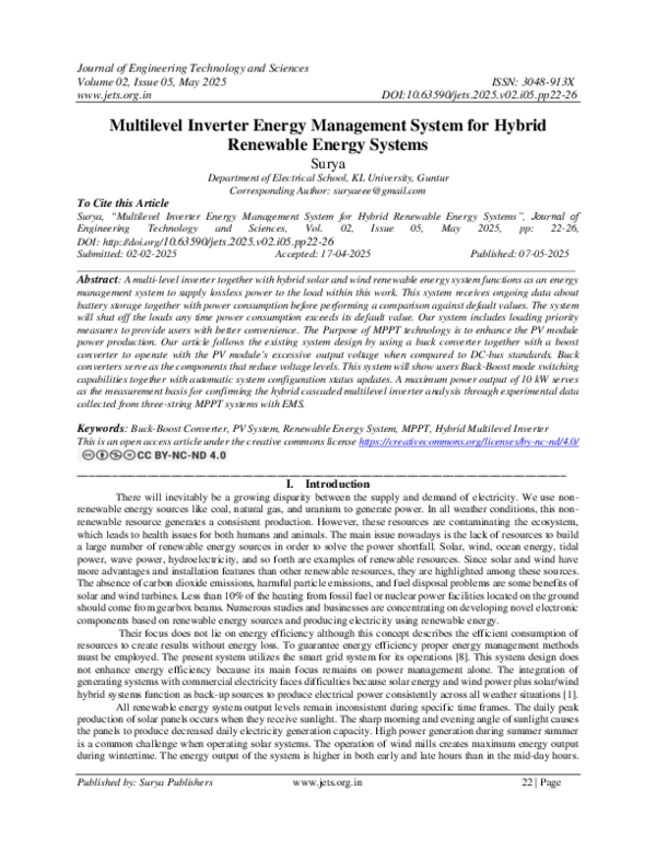 (PDF) Multilevel Inverter Energy Management System for Hybrid Renewable ...