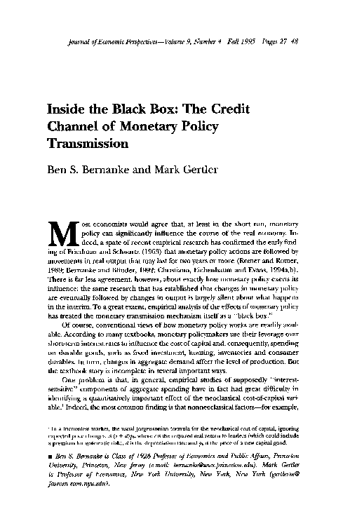 (PDF) Inside the Black Box: The Credit Channel of Monetary Policy ...