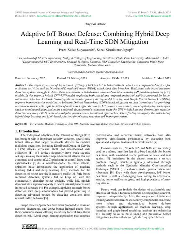 (PDF) Adaptive IoT Botnet Defense: Combining Hybrid Deep Learning and ...