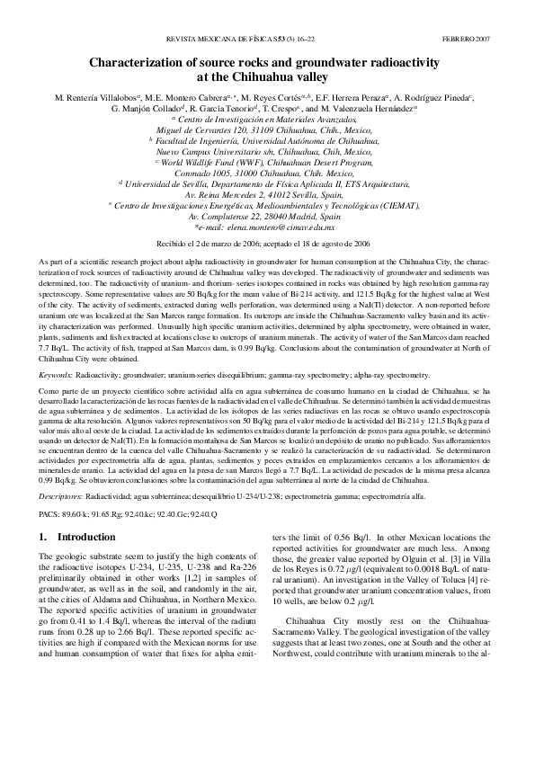 (PDF) Characterization of source rocks and groundwater radioactivity at ...