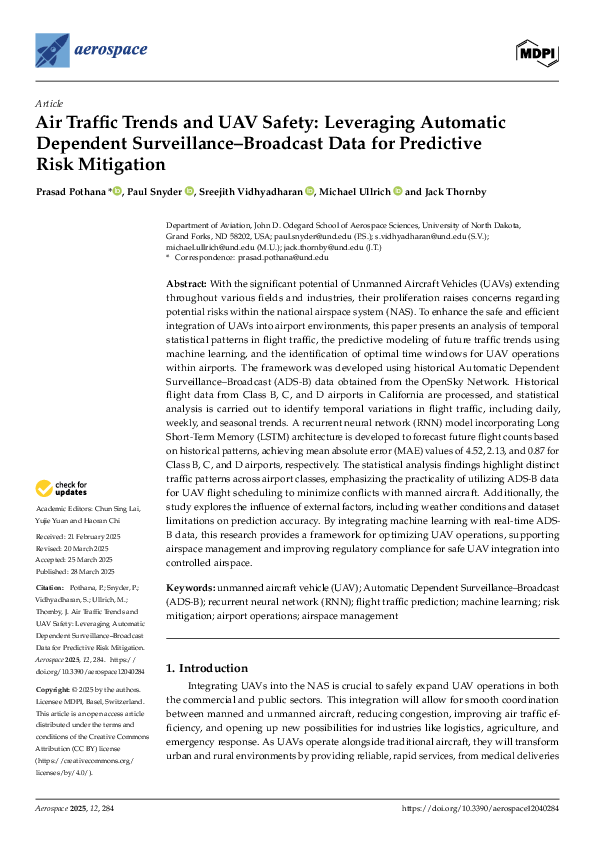 (PDF) Air Traffic Trends and UAV Safety: Leveraging Automatic Dependent ...