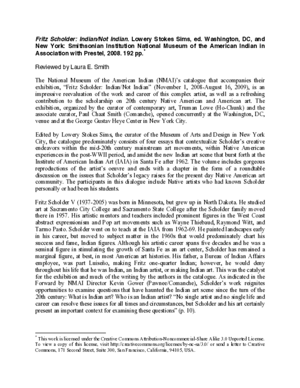 PDF) Fritz Scholder: Indian/Not Indian (Sims, ed.)