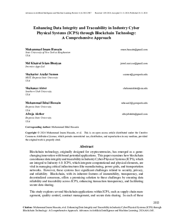 (PDF) Enhancing Data Integrity and Traceability in Industry Cyber ...