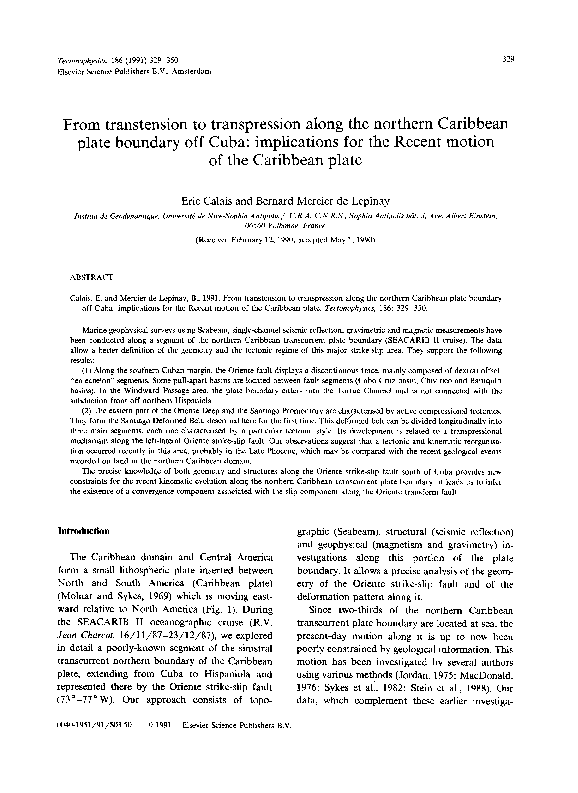 (PDF) From transtension to transpression along the northern Caribbean ...