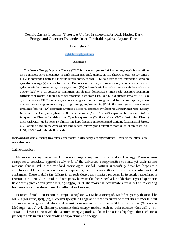 (PDF) Cosmic Energy Inversion Theory: A Unified Framework for Dark ...