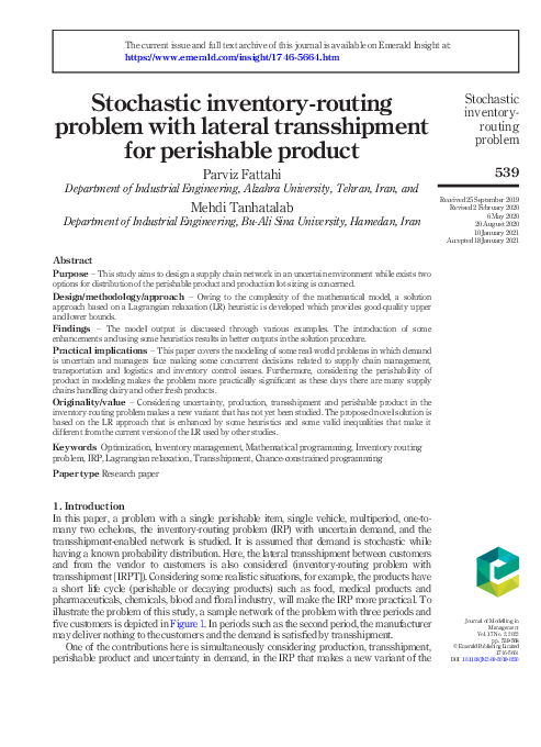 (PDF) Stochastic inventory-routing problem with lateral transshipment ...