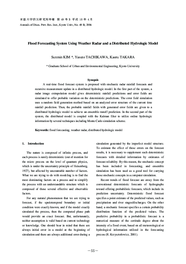 (PDF) Flood Forecasting System Using Weather Radar and a Distributed ...