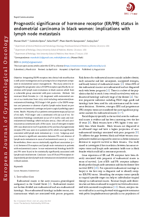 (PDF) Prognostic significance of hormone receptor (ER/PR) status in ...
