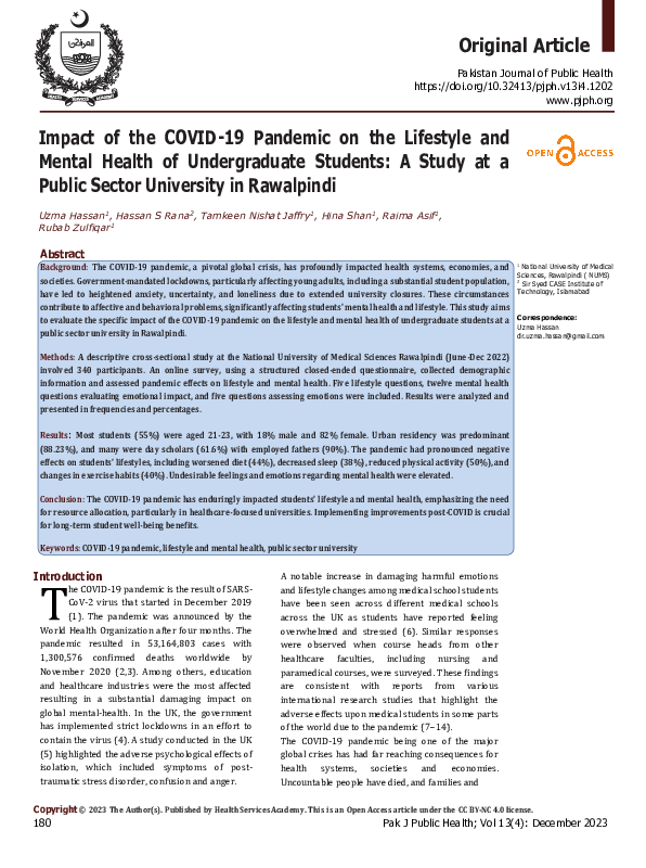 (PDF) Impact of the COVID-19 Pandemic on the Lifestyle and Mental ...