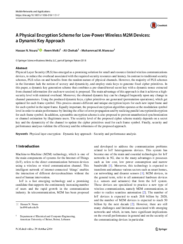 (PDF) A Physical Encryption Scheme for Low-Power Wireless M2M Devices ...