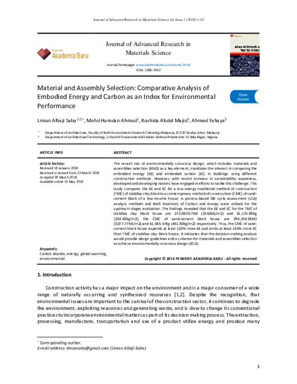 (PDF) Material and Assembly Selection : Comparative Analysis of ...