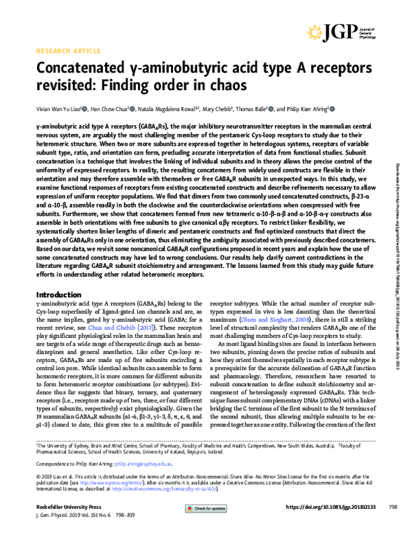 (PDF) Concatenated γ-aminobutyric acid type A receptors revisited ...