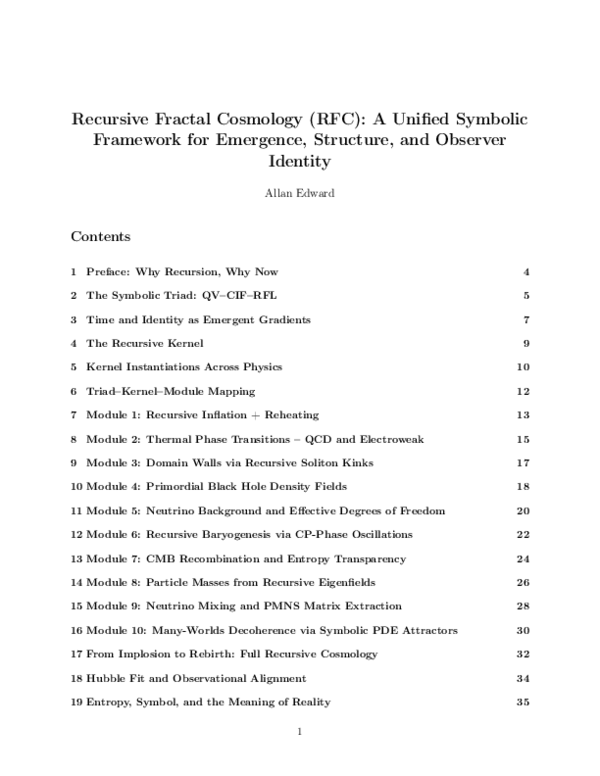 (PDF) Recursive Fractal Cosmology (RFC): A Unified Symbolic Framework ...