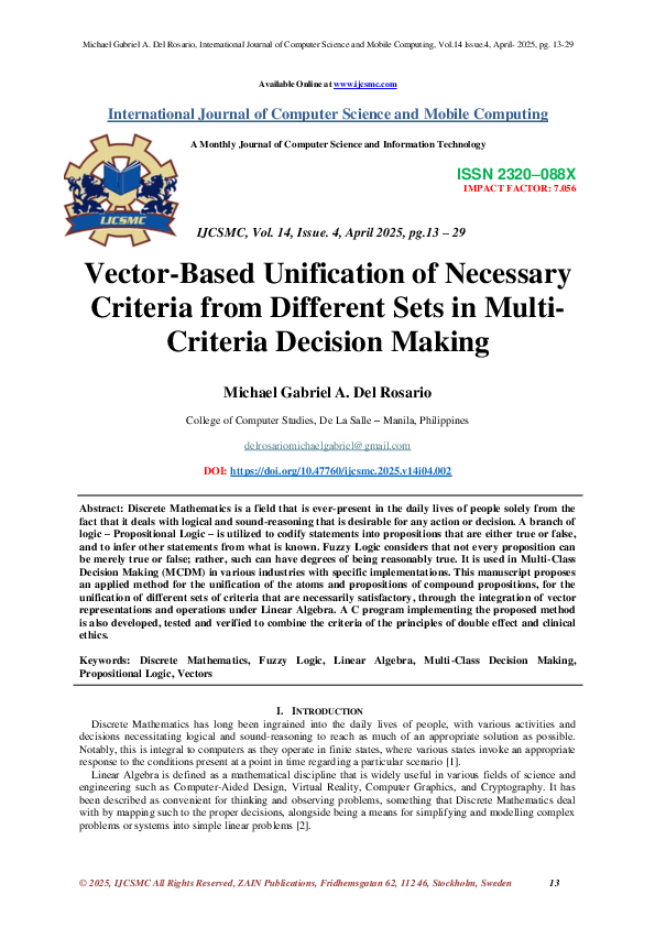 (PDF) Vector-Based Unification of Necessary Criteria from Different ...