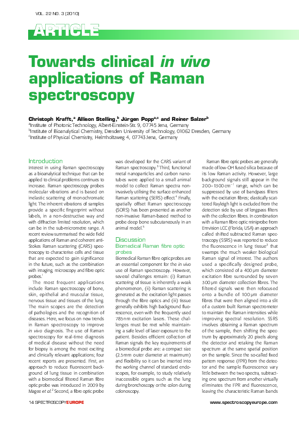 (PDF) Towards clinical in vivo applications of Raman spectroscopy