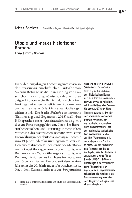 (PDF) Utopie und neuer historischer Roman. Uwe Timms 