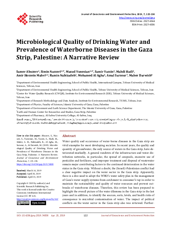 (PDF) Microbiological Quality of Drinking Water and Prevalence of ...