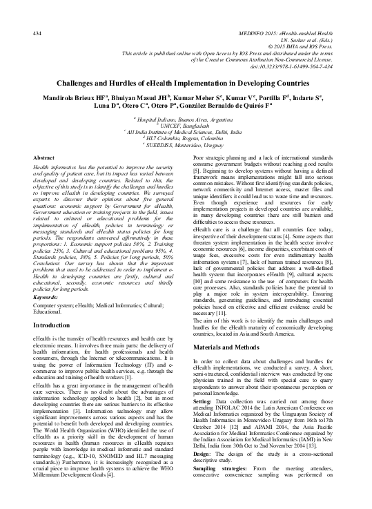(PDF) Challenges and Hurdles of eHealth Implementation in Developing ...