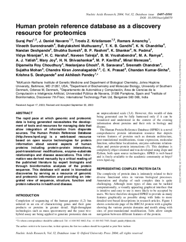 (PDF) Human protein reference database as a discovery resource for ...